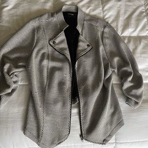 Plus Size Black and White Checked Blazer